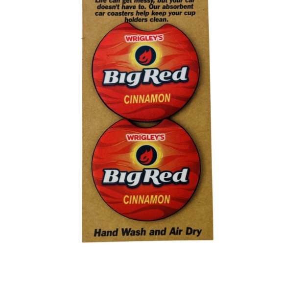Car Coasters Big Red Cinnamon Bubble Gum Wrigley's Snack Set of 2 Neoprene - Picture 8 of 9